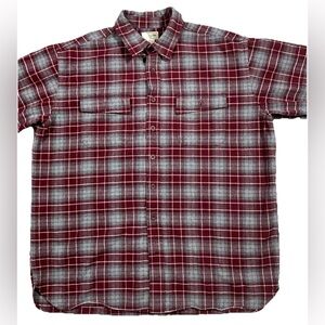 LL Bean Shirt Mens Medium Red Gray Flannel Button Up Long Sleeve Camp Workwear